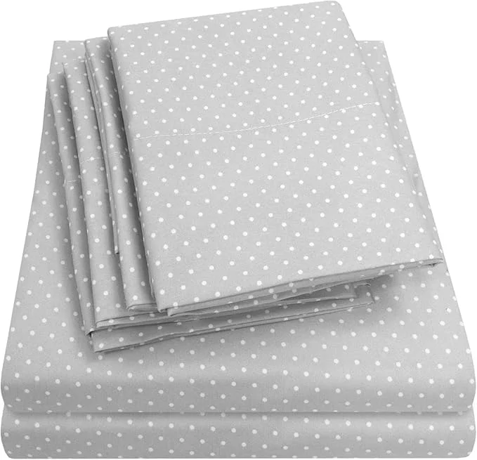 Trusted King Size Bed Sheets - 6 Piece 1500 Supreme Collection Fine Brushed Microfiber Deep Pocket King Sheet Set Bedding - 2 Extra Pillow Cases Great Value King Dot Gray Elegant