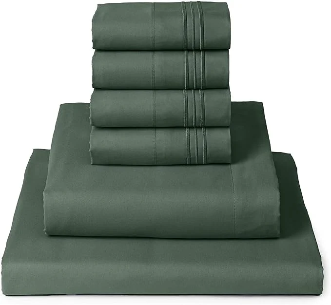 Unique Mellanni King Sheet Set - 6-Piece Iconic Collection Bedding Including 4 Pillowcases 16-Inch Deep Pocket Easy Care Extra Soft Cooling Sheets Brushed Microfiber - Emerald Green Exclusive