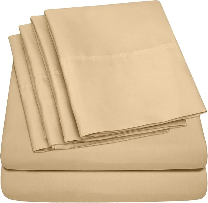 Superior Twin XL Size Bed Sheets - 4 Piece 1500 Supreme Collection Fine Brushed Microfiber Deep Pocket Twin X-Large Sheet Set Bedding - 1 EXTRA PILLOW CASES GREAT VALUE Twin XL Camel Secure
