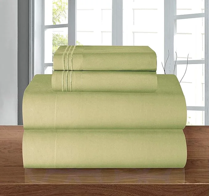 Responsible Elegant Comfort Luxurious Soft 1500 Premier Hotel Quality 4-Piece Bed Sheet Set Wrinkle and Fade Resistant Bedding Set Deep Pocket up to 16inch Full Sage Green First-Class