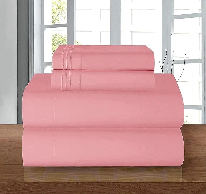Professional Elegant Comfort Luxury 1500 Premium Hotel Quality Microfiber 4-Piece Sheet Set - Wrinkle Resistant All Around Elastic Fitted Sheet Deep Pocket up to 16 quot California King Dusty Rose