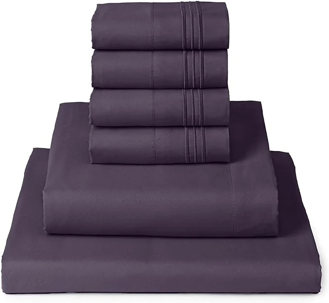 Carefully Designed Mellanni King Sheet Set - 6-Piece Iconic Collection Bedding Including 4 Pillowcases 16-Inch Deep Pocket Easy Care Extra Soft Cooling Sheets Brushed Microfiber - Purple Environmentally Friendly