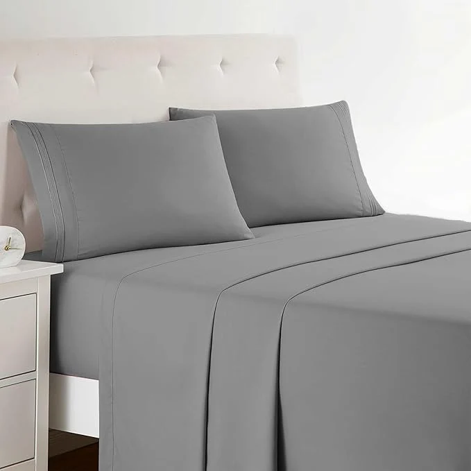 Original Design Clara Clark Bed Sheets Premier 1800 Series Bed Sheet Set Deep Pocket Wrinkle Fade Stain Resistant Luxury Soft Bedding Sheets amp Pillowcases Twin Frost Grey Easy-to-Use