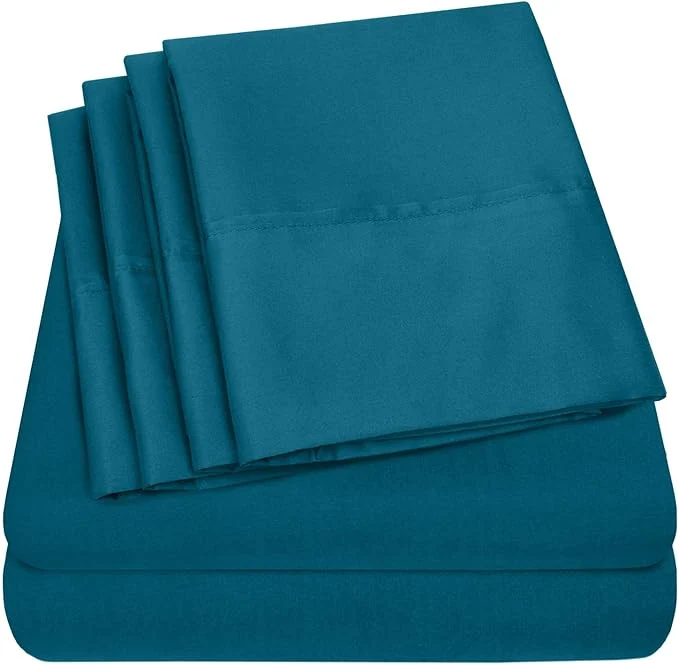 Responsible Sweet Home Collection 6 Piece 1500 Supreme Collection Brushed Microfiber Deep Pocket Sheet Set-2 Extra Pillow Cases Great Value Split King Teal Proven