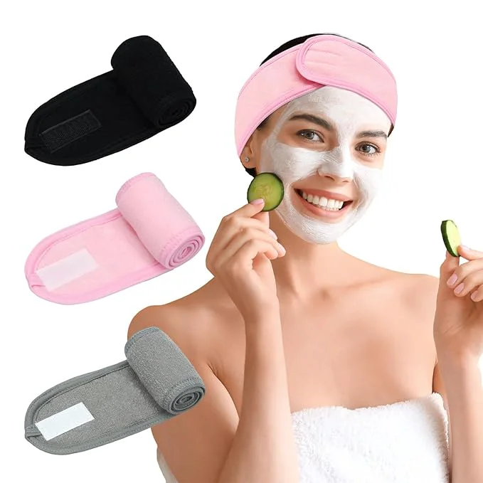 Detailed 3 Pack Facial Spa Headband for Women Breathable