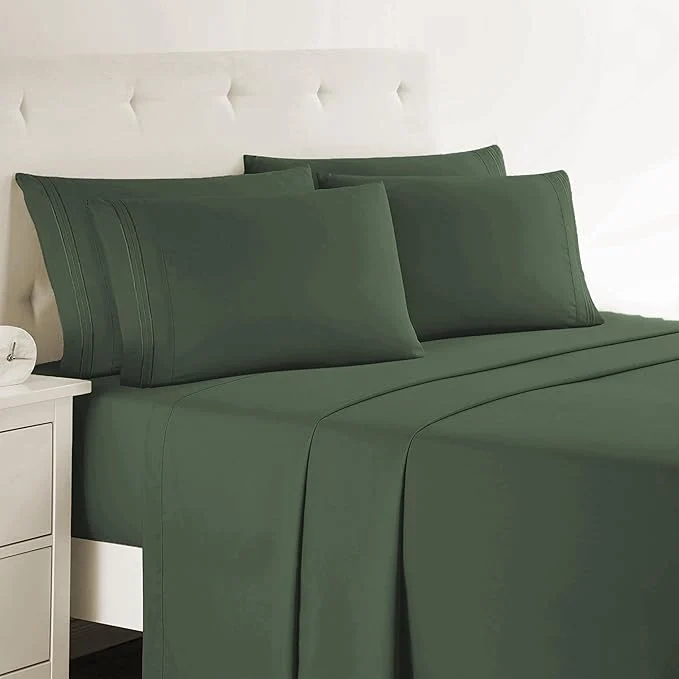 Carefully Designed Clara Clark Twin Sheets - Hotel Luxury 5 Piece Bed Sheets for Twin Size Bed - Soft Bedding Sheets amp Pillowcases Fits Mattress up to 16 inch deep. Twin Olive Green Elegant