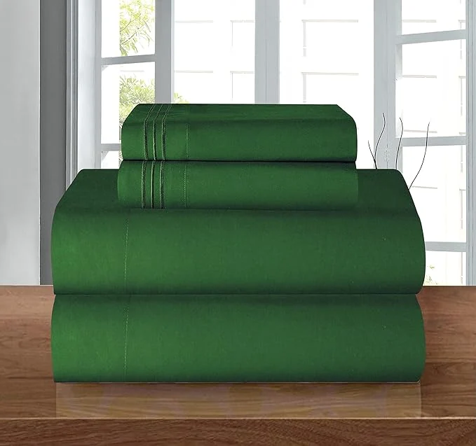Certified Elegant Comfort Luxury 1500 Premium Hotel Quality Microfiber 4-Piece Sheet Set - Wrinkle Resistant All Around Elastic Fitted Sheet Deep Pocket up to 16 quot Twin Twin XL Hunter Green Verified