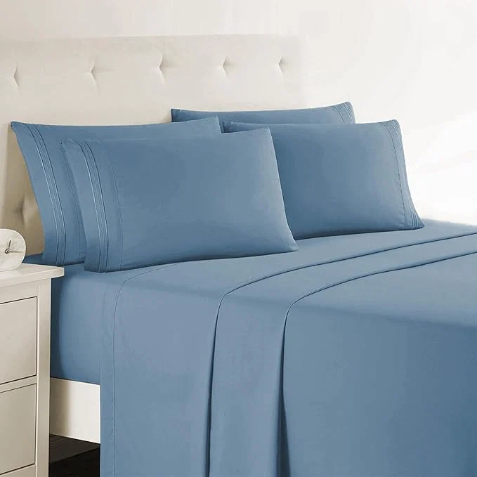 Modern Clara Clark Full Sheets - Hotel Luxury 6 Piece Bed Sheets for Full Size Bed - Soft Bedding Sheets amp Pillowcases Fits Mattress up to 16 inch deep. Full Stone Blue Professional
