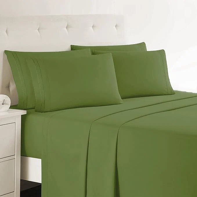 Dependable Clara Clark King Sheets 6 Piece Set - Hotel Luxury Sheets for King Size Bed Super Soft Bedding Set King Size Calla Green Fast