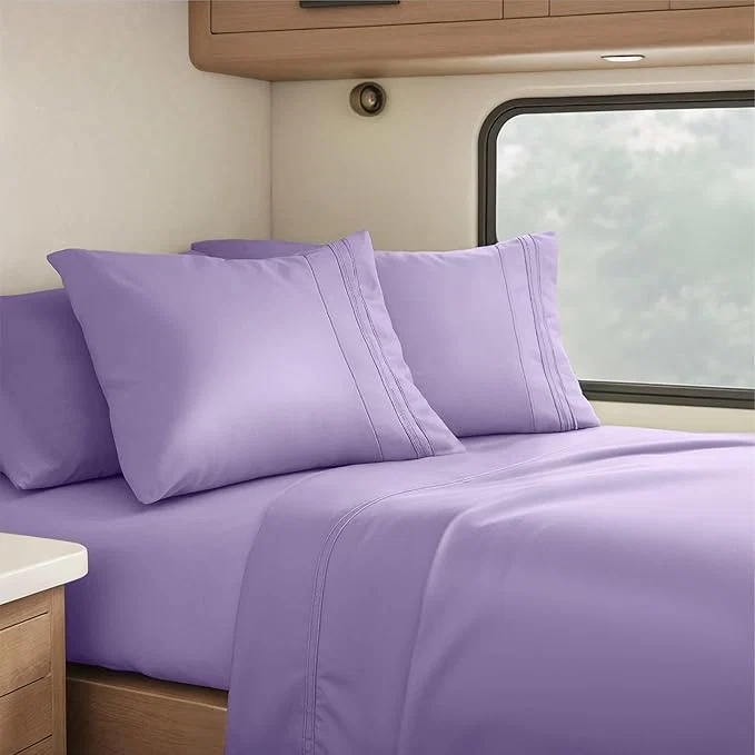 Certified Clara Clark RV Queen Sheets 6 Piece RV Sheets Set - Hotel Luxury Sheets for RV Bunks Super Soft Bedding Set Short Queen Lavender Versatile