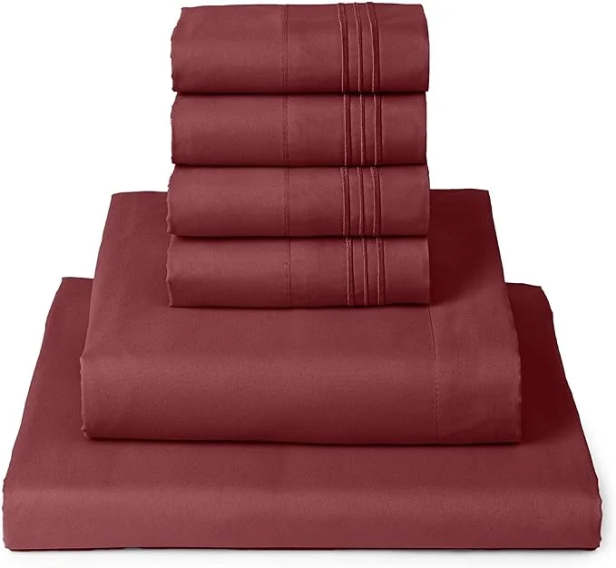 Exclusive Mellanni Queen Sheet Set - 6-Piece Iconic Collection Bedding Including 4 Pillowcases 16-Inch Deep Pocket Easy Care Extra Soft Cooling Sheets Brushed Microfiber - Brick Red Fashionable