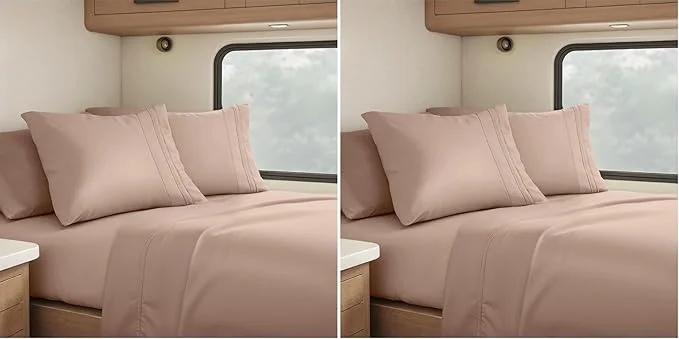 Powerful Clara Clark RV Queen Sheets - 6 Piece Luxury Sheets Set Super Soft Bedding amp Pillowcases Taupe Sand Pack of 2 Premium Material