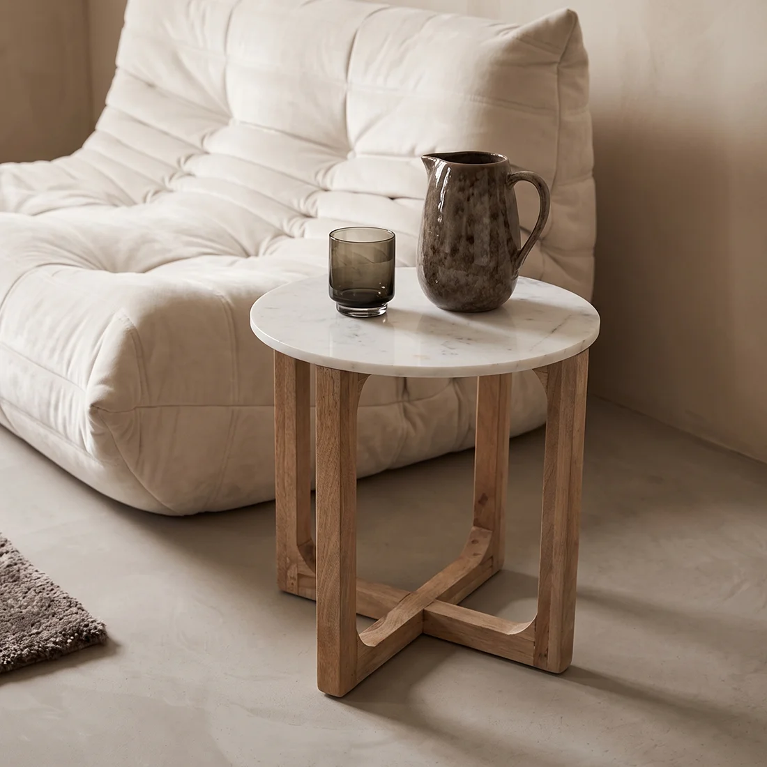 High-Performance Marmeren bijzettafel rond wit Unique