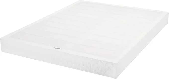 Sophisticated Amazon Basics Smart Box Spring Bed Base 7-Inch Height Mattress Foundation Tool- Easy Assembly Extra Firm Support Queen 79 quot L x 59.5 quot W x 7 quot H White Classic