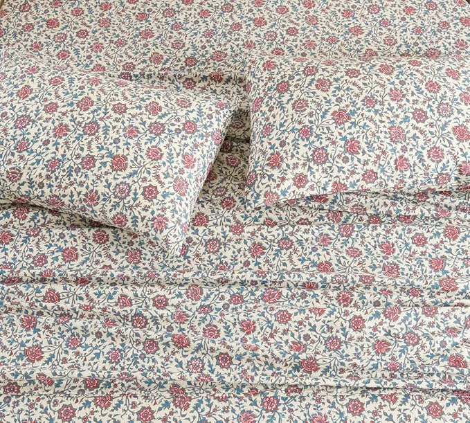 Quality DAUAOTO Cotton Full Size Sheets Set Fit Mattress Up to 14 quot Deep Printed Country Rustic Floral Pattern Bedlinen Sets Smooth