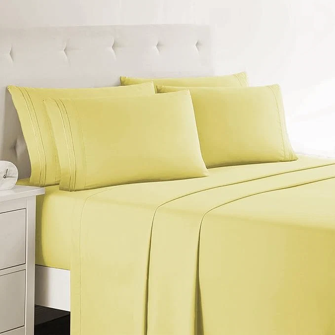 Lightweight Clara Clark King Sheets 6 Piece Set - Hotel Luxury Sheets for King Size Bed Super Soft Bedding Set King Size Mellow Yellow Outstanding