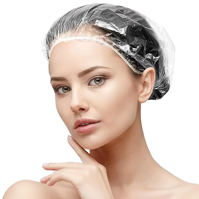 Casual 50PCS Disposable Shower Caps Plastic Clear Thickening Bath Hair Cap and Sophisticated