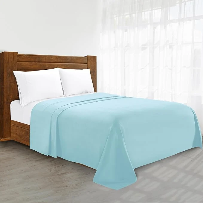 Fast Luxury Flat Sheet on Amazon Elegant Comfort Wrinkle- 1500 Premier Hotel Quality 1-Piece Flat Sheet California King Size Aqua Superior