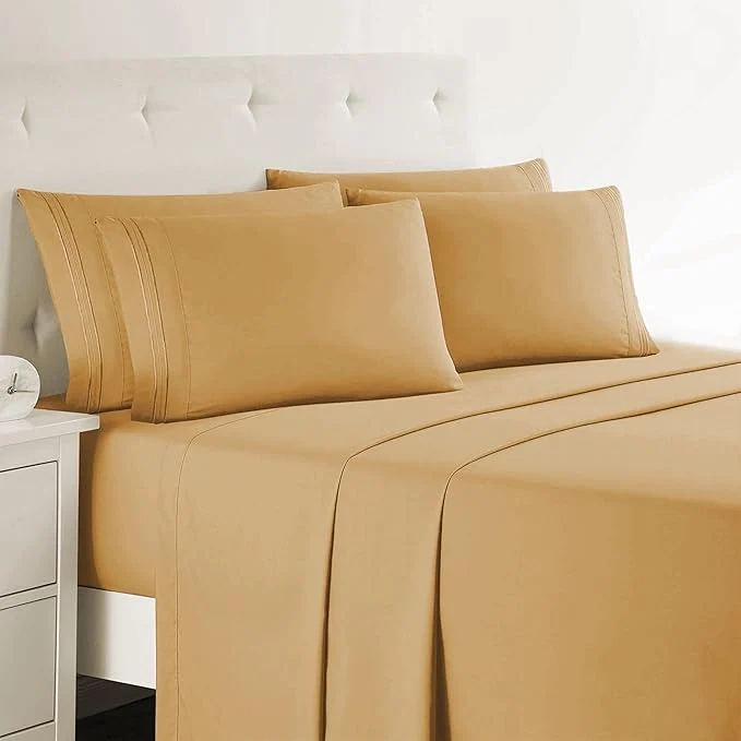 Durable Clara Clark King Sheets 6 Piece Set - Hotel Luxury Sheets for King Size Bed Super Soft Bedding Set King Size Apricot Orange First-Class