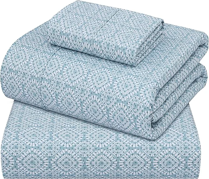 Easy-to-Use ZOYER Cotton Sheets – Twin Size Percale Bedding Cooling amp Breathable Durable with a Crisp Soft amp Comfortable Feel 16 quot Deep Pocket 3-Piece Set Teal Geo Classic