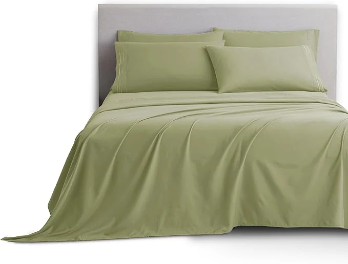 Detailed Clara Clark Twin XL Sheets 5 Piece Set - Hotel Luxury Bed Sheets Super Soft Bedding Set Twin XL Size Sage Green Expertly Made