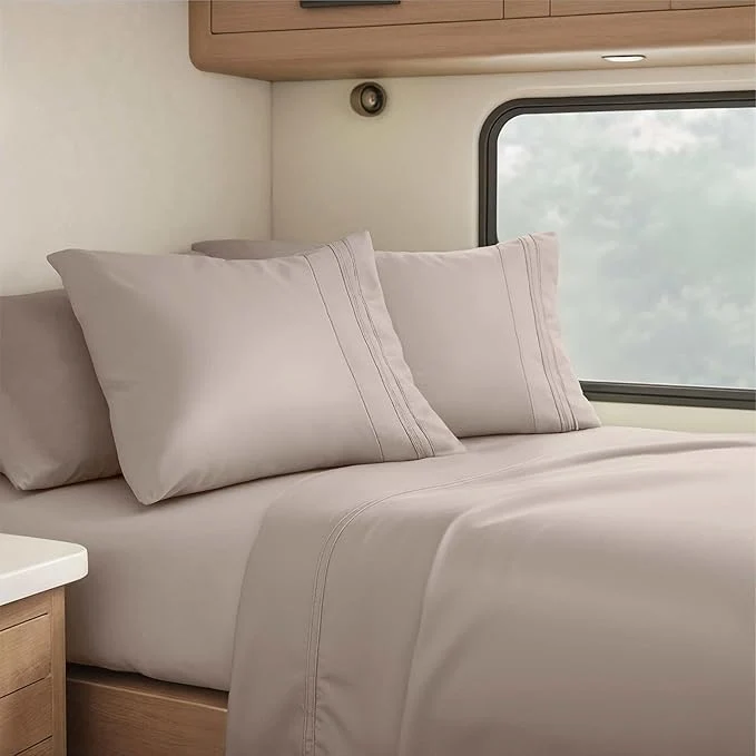 Durable Clara Clark RV Short Queen Sheets - Hotel Luxury 6 Piece Bed Sheets for Short Queen Size Bed - Soft Bedding Sheets amp Pillowcases Fits Low Mattress up to 10 inch deep. Short Queen Linen Carefully Designed