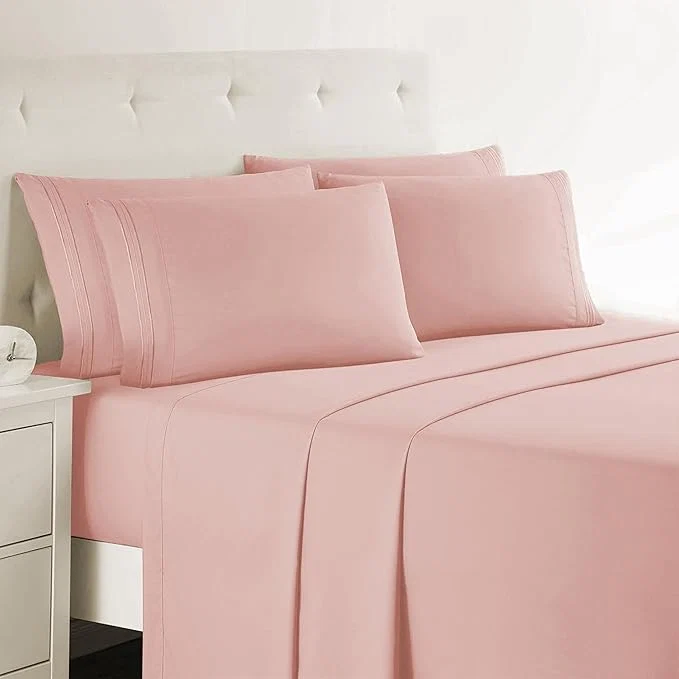 Eco-Friendly Clara Clark Full Sheets - Hotel Luxury 6 Piece Bed Sheets for Full Size Bed - Soft Bedding Sheets amp Pillowcases Fits Mattress up to 16 inch deep. Full Peach Beige Expertly Made