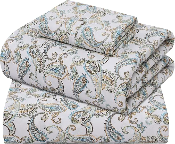 Easy-to-Use ZOYER Cotton Sheets – Twin XL Size Percale Bedding Cooling amp Breathable Durable with a Crisp Soft amp Comfortable Feel 16 quot Deep Pocket 3-Piece Set Paisley Ornamental User-Friendly