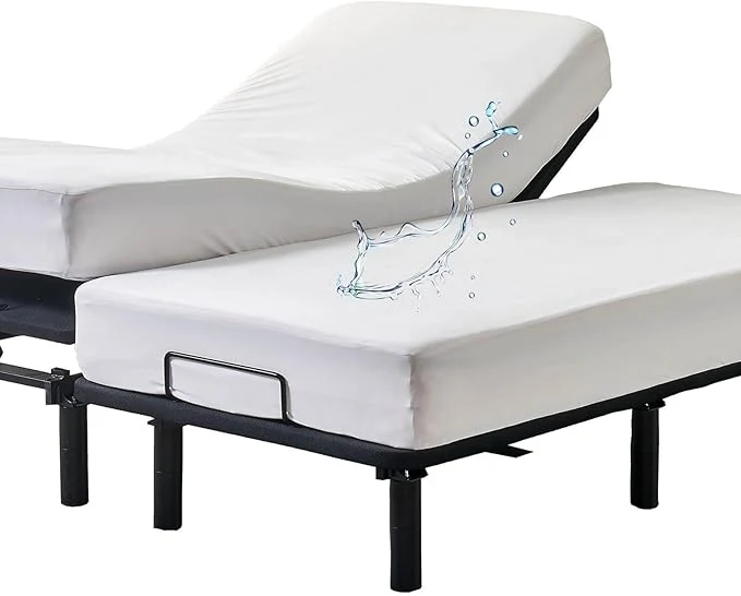 Authentic Waterproof Split Queen Mattress Protector for Adjustable Beds 30x80 2PCs Soft Cooling Jersey Fitted Matress Cover Convenient