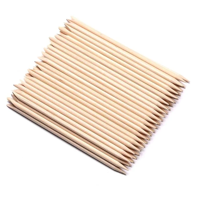 Next-Generation 100 Pcs Orange Wood Nail Sticks Double Sided Multi Functional Cuticle Pusher Soft
