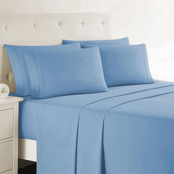 Elite Clara Clark Full Sheets 6 Piece Set - Hotel Luxury Bed Sheets Super Soft Bedding Set Full Size Blue Heaven Green