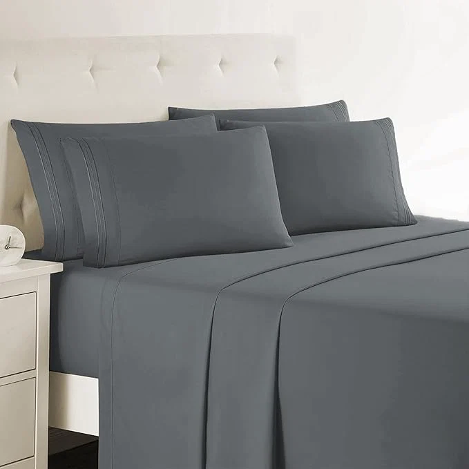 Pure Clara Clark Twin XL Sheets 5 Piece Set - Hotel Luxury Bed Sheets Super Soft Bedding Set Twin XL Size Charcoal Gray Authentic