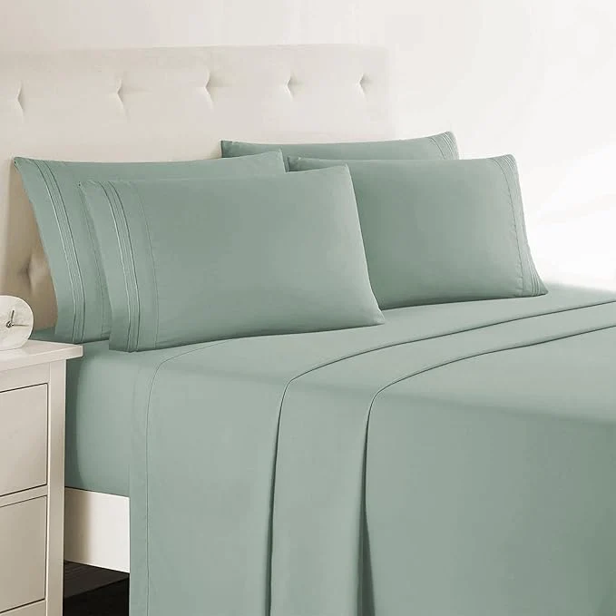 Premium Material Clara Clark Twin Sheets - Hotel Luxury 5 Piece Bed Sheets for Twin Size Bed - Soft Bedding Sheets amp Pillowcases Fits Mattress up to 16 inch deep. Twin New Sage Green Pure
