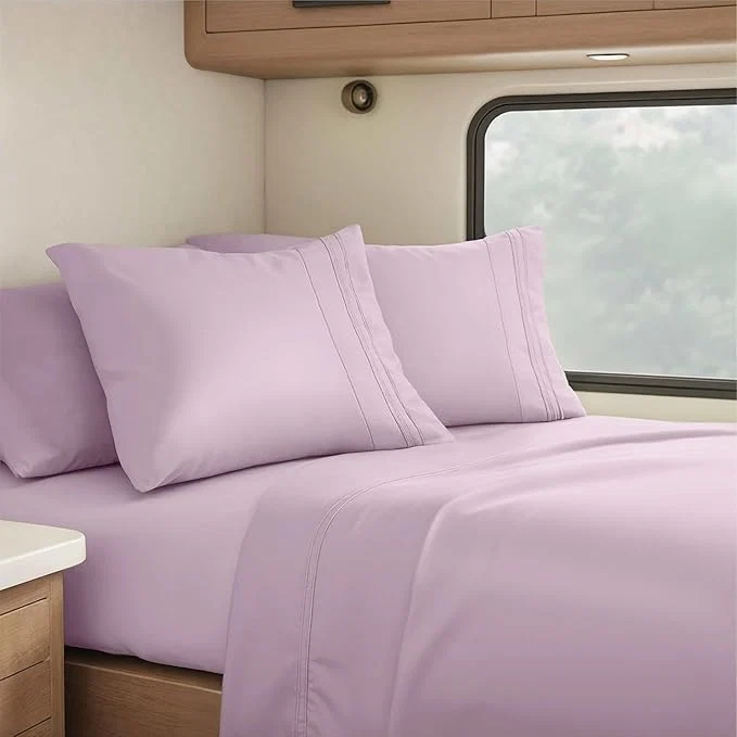 Premium Clara Clark RV Short Queen Sheets - Hotel Luxury 6 Piece Bed Sheets for Short Queen Size Bed - Soft Bedding Sheets amp Pillowcases Fits Low Mattress up to 10 inch deep. Short Queen Dusty Purple Fast