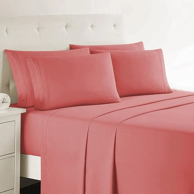 Environmentally Friendly Clara Clark Twin XL Sheets - Hotel Luxury 5 Piece Bed Sheets for Twin XL Size Bed - Soft Bedding Sheets amp Pillowcases Fits Mattress up to 16 inch deep. Twin XL Pink Clay Exclusive