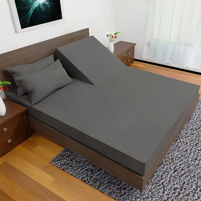 Reliable Top Split California King Sheet Set for Adjustable Bed 4 Pcs Double Brushed Microfiber Split Head Sheets Ultra Cooling 16in Deep Pocket Wrinkle Resistant Dark Grey Secure
