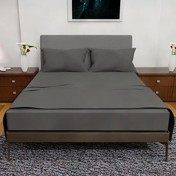 Contemporary California King Sheet Sets – 4Pcs Cal King Bedding Set Deep Pocket Double Brushed Microfiber Fade Resistant Soft amp Breathable Bed Sheets for Comfort Dark Grey Crafted