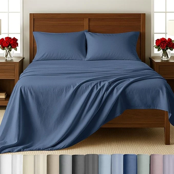 Fast California Design Den - Luxury Twin Size Sheets Set Soft Cotton Sheets Deep Pockets 500 Thread Count Sateen Bedsheet Set Twin Sheets Set Navy Blue Carefully Designed