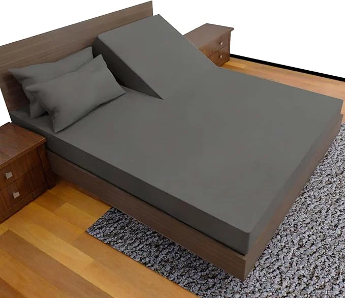 Excellent ROYAL BLISS TOP Split King Royal Collection 1900 Egyptian Cotton Bamboo Quality Bed Sheet Set with 1 Fitted Sheet with 36in Split TOP 1 King Flat and 2 King P Cases.No Wrinkle Dark Gray Elite