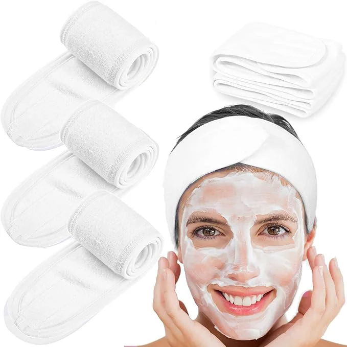 Contemporary Whaline Spa Facial Headband Head Wrap Terry Cloth Headband 4 Counts Stretch Breathable