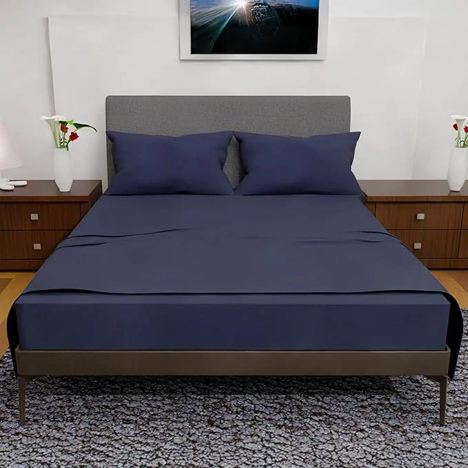 Official California King Sheet Sets – 4Pcs Cal King Bedding Set Deep Pocket Double Brushed Microfiber Fade Resistant Soft amp Breathable Bed Sheets for Comfort Navy Blue Responsible