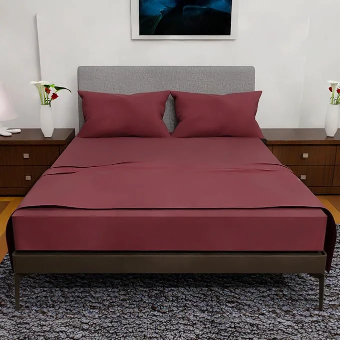 Outstanding California King Sheet Sets – 4Pcs Cal King Bedding Set Deep Pocket Double Brushed Microfiber Fade Resistant Soft amp Breathable Bed Sheets for Comfort Burgundy Green