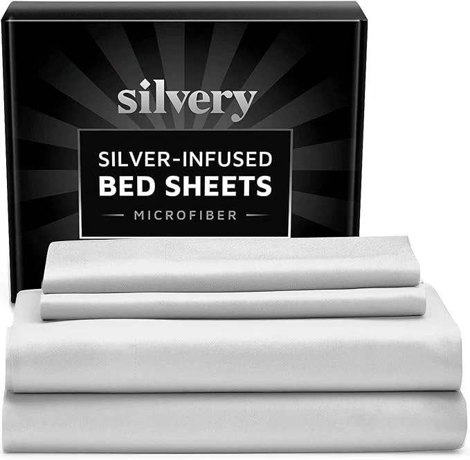 Original Silvery Silver Infused Bed Sheets Set - Ultra-Soft Temperature-Regulating Fabric with Self-Cleaning Technology™ That Stays Fresh 3X Longer for Hygienic Sleep Modern