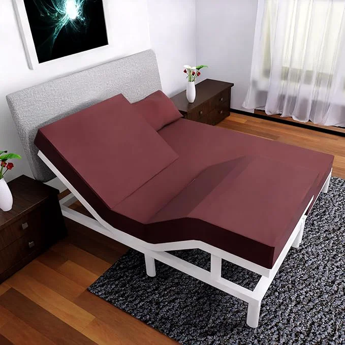 User-Friendly Split California King Sheets Sets - 5 Pcs Set - California King Split Sheet Sets for Adjustable Bed Split Cal King Sheets Sets for Adjustable Bed Cal King Split Sheets Burgundy Consistent