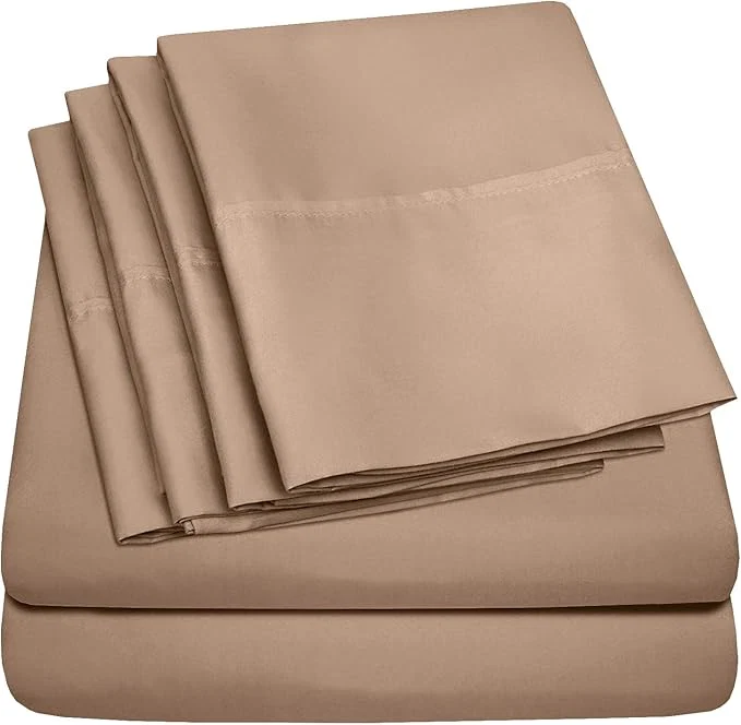 Verified King Size Bed Sheets - 6 Piece 1500 Supreme Collection Fine Brushed Microfiber Deep Pocket King Sheet Set Bedding - 2 Extra Pillow Cases Great Value King Taupe Professional