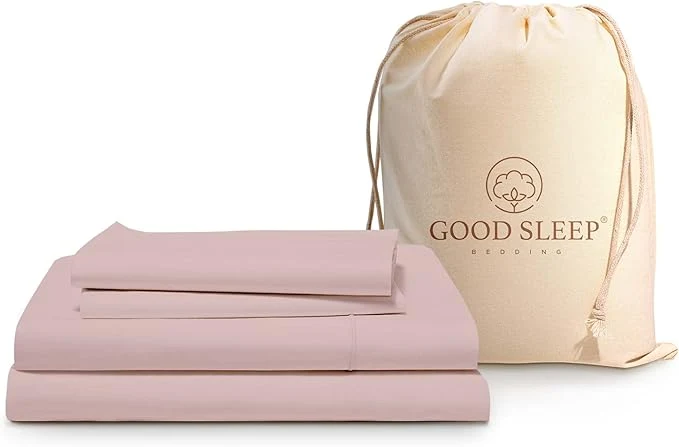 Organic 4 Pc Blush Twin Sheet Set for Twin Mattress Egyptian Cotton Twin Bed Sheets for Twin Size Bed Soft Breathable 16 Inch Deep Pocket Twin Bed Set - 1 Fitted Sheet 1 Flat Sheet amp 1 Pillow Case