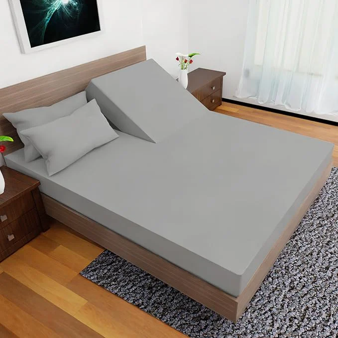 Sustainable Top Split King Sheets Sets for Adjustable Bed 4 Pcs Deep Pockets Double Brushed Microfiber Sheets 34 Inch Split Top Fitted Sheet 1 King Flat Sheet and 2 Pillowcases - Silver Responsible
