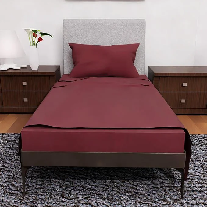 High-Quality Twin Sheets Set -3 Pcs Set- Deep Pockets - Cooling Twin Bedding Sets - Soft and Comfortable Twin Bed Sheets - Twin Size Sheets Twin Sheet Set Burgundy Natural