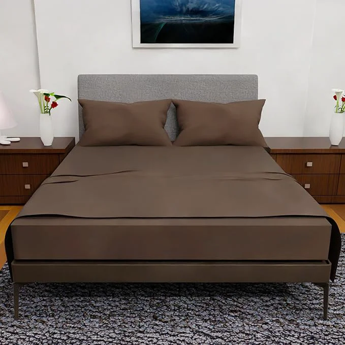 Traditional Royal Bliss King Size Sheets Set - 4 Piece Bedding - Wrinkle Double Brushed Cooling Sheets Chocolate Versatile