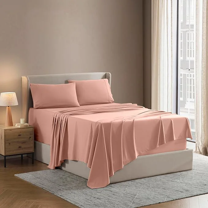 Superior Nestl Full XL Sheet Set - Luxury 1800 Ultra-Soft Microfiber Full Extra Long Bed Sheets - Double Brushed - Deep Pockets - Easy Fit - 4 Piece Set - Bedding Sheets amp Pillowcases Full XL Peach Trusted